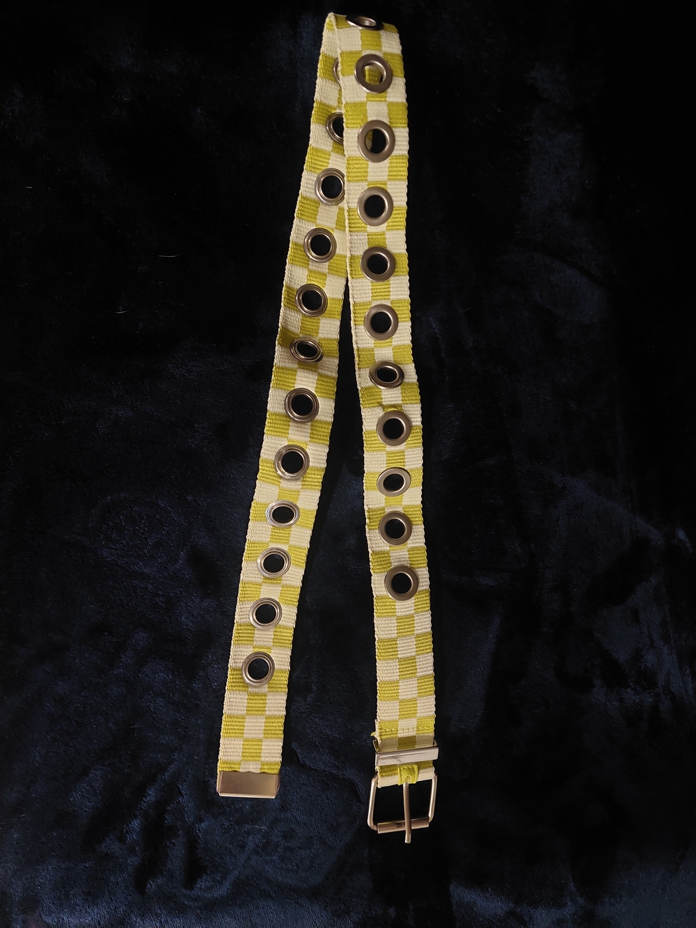 Kohl's Yellow Checkered Grommet Belt